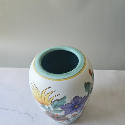 Vase vintage Flora Gouda Holland - Modèle Viola peint à la main