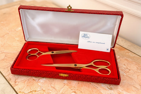 Ciseaux vintage dorés Alain Delépée - boîte d'origine rouge