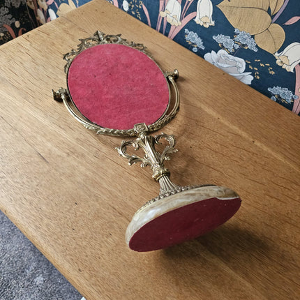 Miroir coiffeuse métal doré avec pied en marbre
