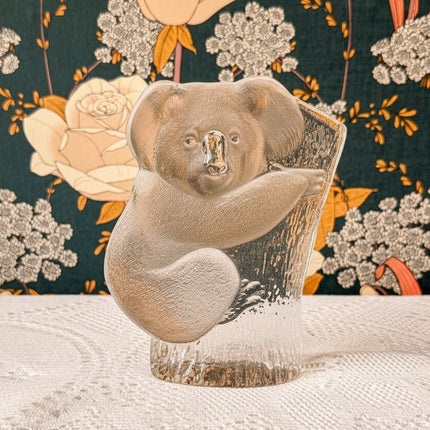Figurine koala en cristal Mats Jonasson handmade Art Glass