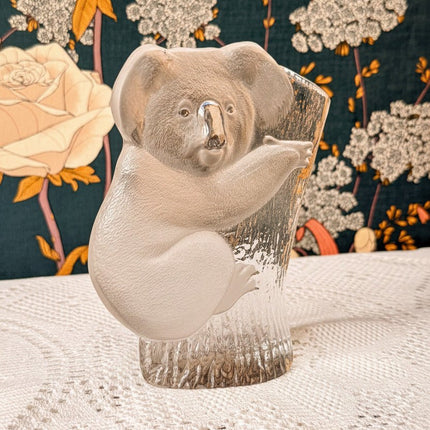 Figurine koala en cristal Mats Jonasson handmade Art Glass