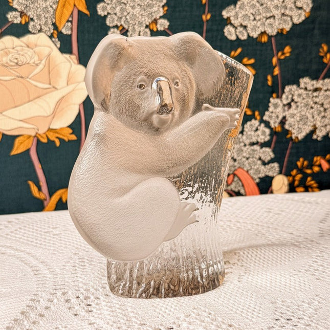 Figurine koala en cristal Mats Jonasson handmade Art Glass