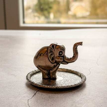 Porte-bagues et plateau à bijoux vintage éléphant Zinc Alloy Silver