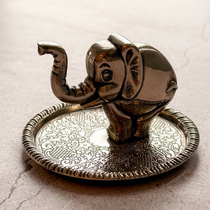 Porte-bagues et plateau à bijoux vintage éléphant Zinc Alloy Silver