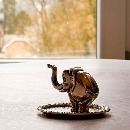 Porte-bagues et plateau à bijoux vintage éléphant Zinc Alloy Silver