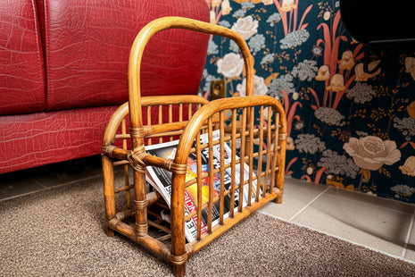 Porte-revues vintage en bambou