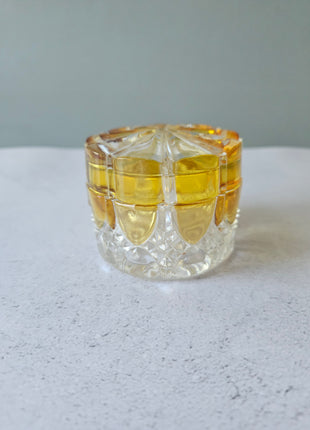 Boîte en cristal ambre et transparent Val Saint-Lambert Art déco