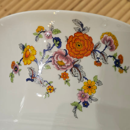 Cache-pot octogonal en porcelaine motif floral délicat Wunsiedel Bavaria