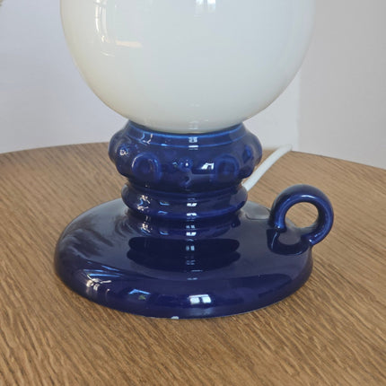 Vintage blue earthenware light fixture