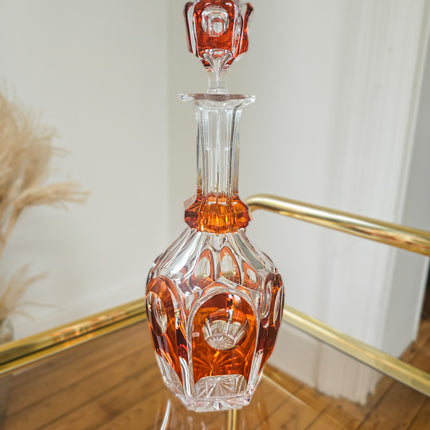 Carafe en cristal orange Val Saint-Lambert - Années 50