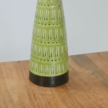 Vase diabolo vintage Marzi & Remy - Céramique Allemagne de l'Ouest 1960 - Décor relief vert olive