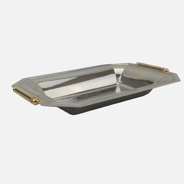 Plateau en inox 18/10 Elegant Gioiel motif floral gravé