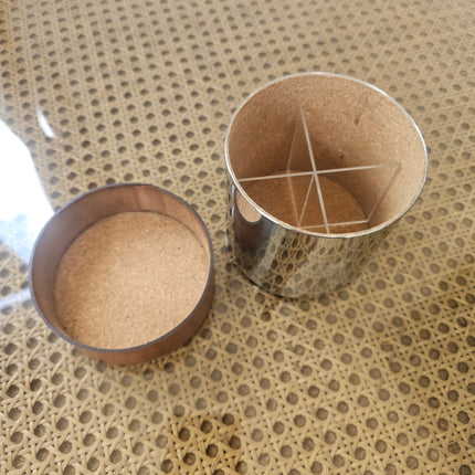 Cork and metal storage box