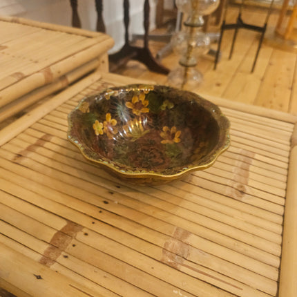 Bol asiatique vintage en laiton à décor floral