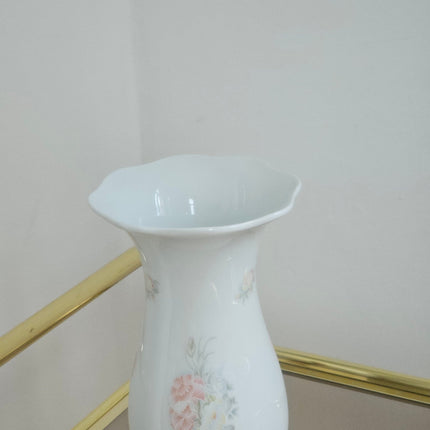 Vase vintage motif floral en porcelaine blanche de Gerold- Porzellan