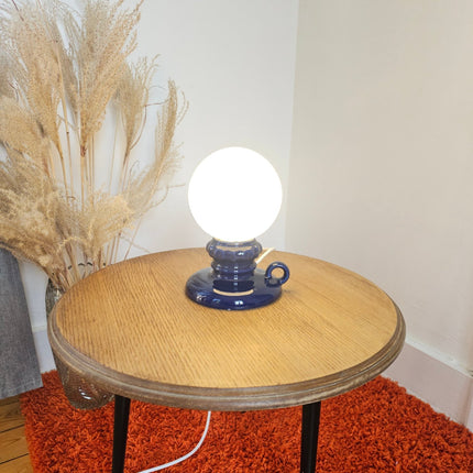 Vintage blue earthenware light fixture