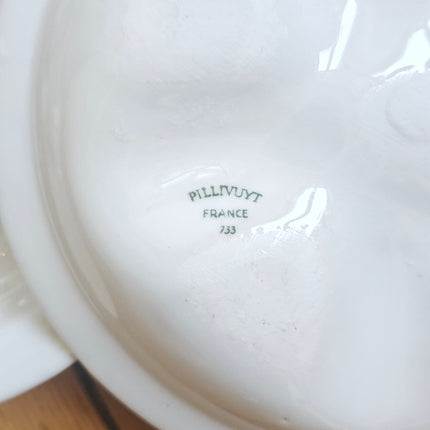 4 assiettes à escargots vintage en porcelaine blanche  Pillivuyt