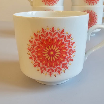 Série de 5 tasses àcafé vintage Winterling Bavaria - Décor soleil Pop Art 70s