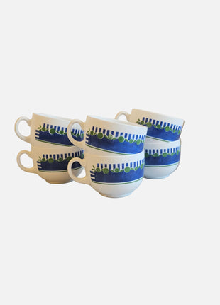 6 tasses Arcopal bleu et vert 
