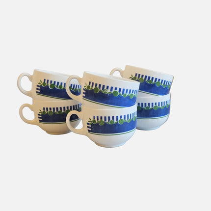 6 tasses Arcopal bleu et vert 