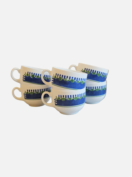 6 tasses Arcopal bleu et vert 