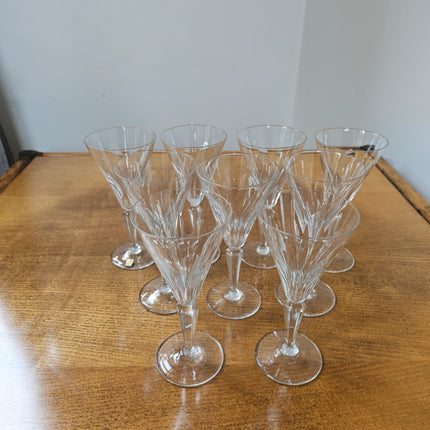 Suite de 9 verres à vin en cristallin Verrerie Boussu - Vintage - H 17 cm