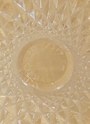 Saladier vintage en verre pressé ambre Belgique - Style Art déco