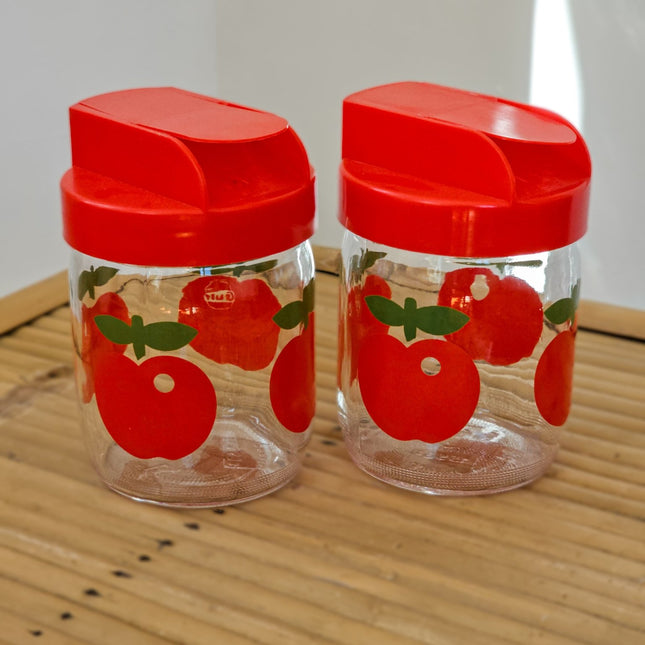 2 bocaux vintage pomme rouge VMC Reims 0,45 l - Gulf - Années 70