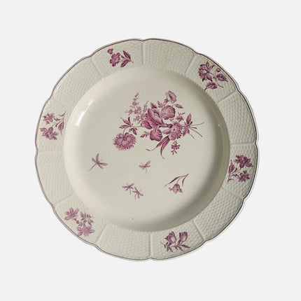 Grand plat de service d'exception ancien Wedgwood Frakenthal en céramique blanche et motifs rouges
