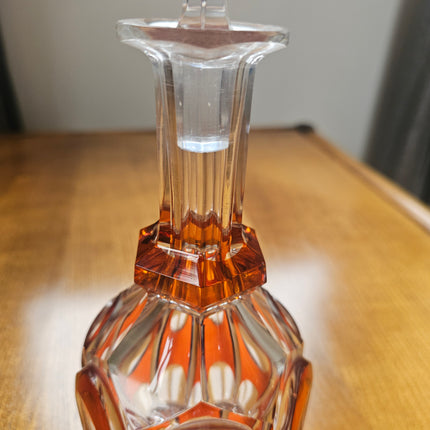 Carafe en cristal orange Val Saint-Lambert - Années 50