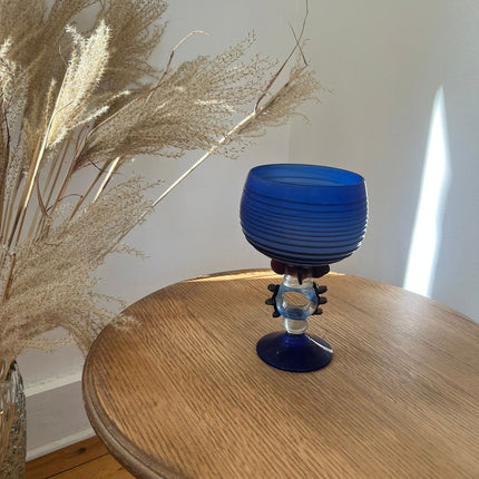 Coupe en verre soufflé bleu style Murano - Années 50/70
