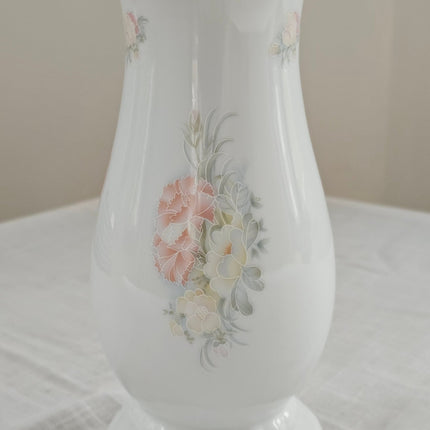 Vase vintage motif floral en porcelaine blanche de Gerold- Porzellan