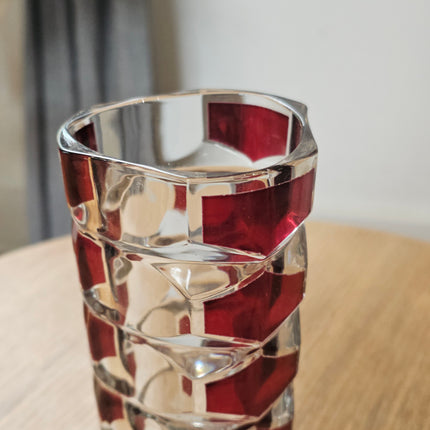 Luminarc clear glass vase with rubies