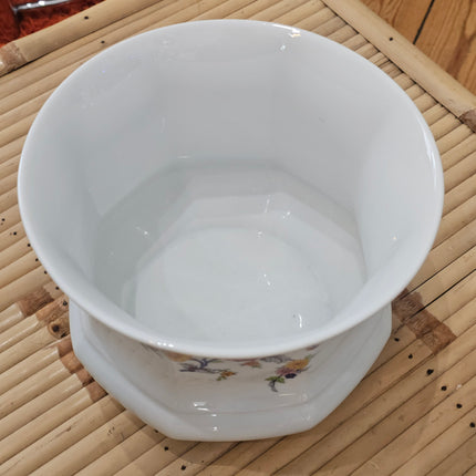 Cache-pot octogonal en porcelaine motif floral délicat Wunsiedel Bavaria