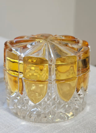 Boîte en cristal ambre et transparent Val Saint-Lambert Art déco