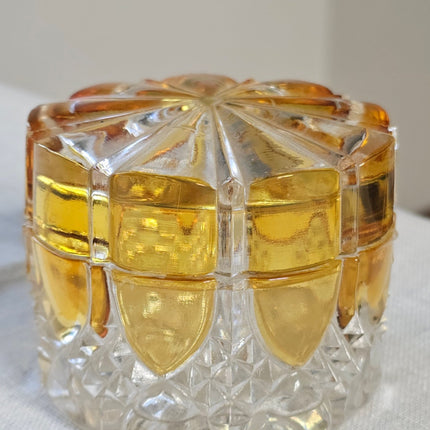 Boîte en cristal ambre et transparent Val Saint-Lambert Art déco