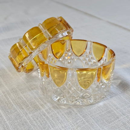Boîte en cristal ambre et transparent Val Saint-Lambert Art déco