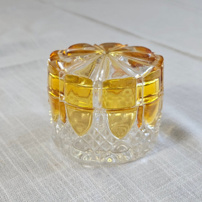 Boîte en cristal ambre et transparent Val Saint-Lambert Art déco
