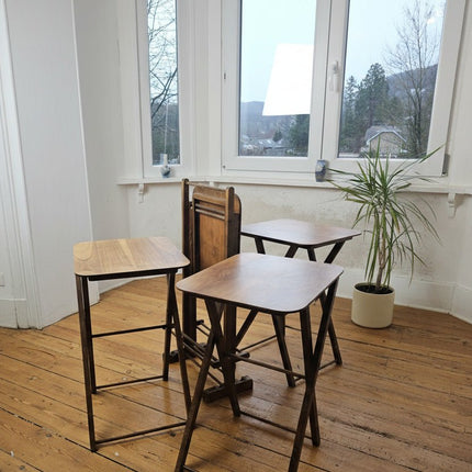 Set de 4 tables d'appoint pliantes en bois style Mid-Century Modern