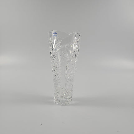 Vase en cristal transparent avec gravure motif floral Irena Pologne