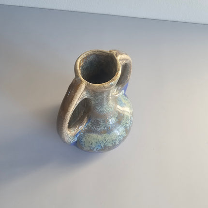 Petit vase amphore Art Déco Alphonse Mouton Saint-Uze bleu avec effet enflammé années 1930