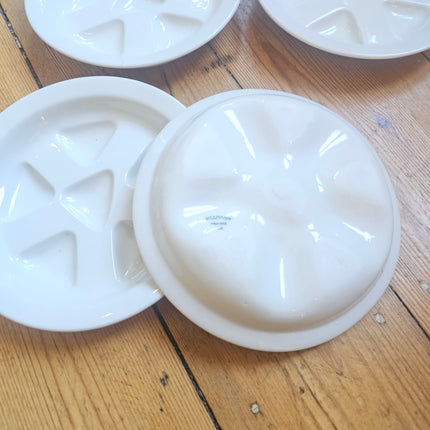 4 assiettes à escargots vintage en porcelaine blanche  Pillivuyt