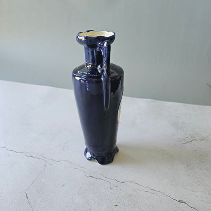 Vase vintage Josef Strnact bleu cobalt décor romantique