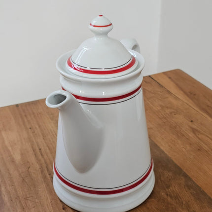 Cafetière en porcelaine Winterling blanche avec lignes rouges