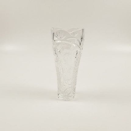 Vase en cristal transparent avec gravure motif floral Irena Pologne