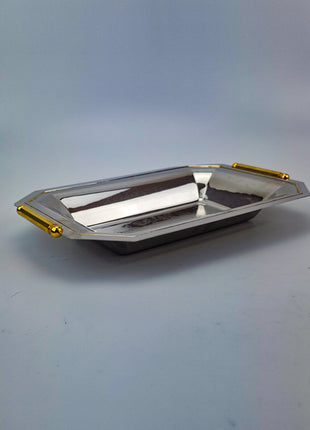 Plateau en inox 18/10 Elegant Gioiel motif floral gravé