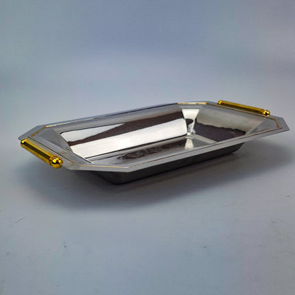 Plateau en inox 18/10 Elegant Gioiel motif floral gravé