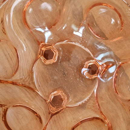 Coupe à fruits en verre rose sur pied tripode Art déco - Années 30