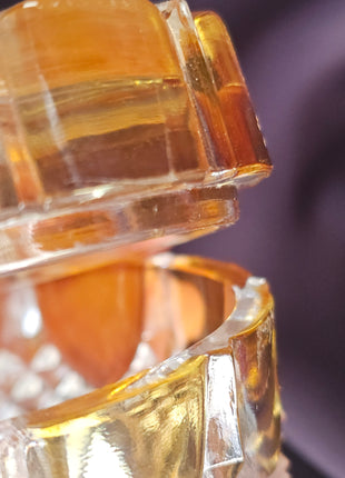 Boîte en cristal ambre et transparent Val Saint-Lambert Art déco