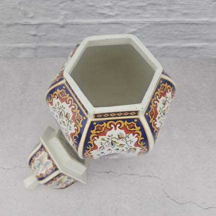 Vase antique chinois ou potiche B&G Italie en porcelaine multicolore